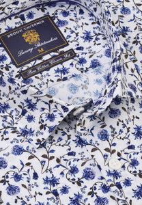 BROOK TAVERNER <BR>
Floral Print LS Shirt <BR>
Blue <BR>