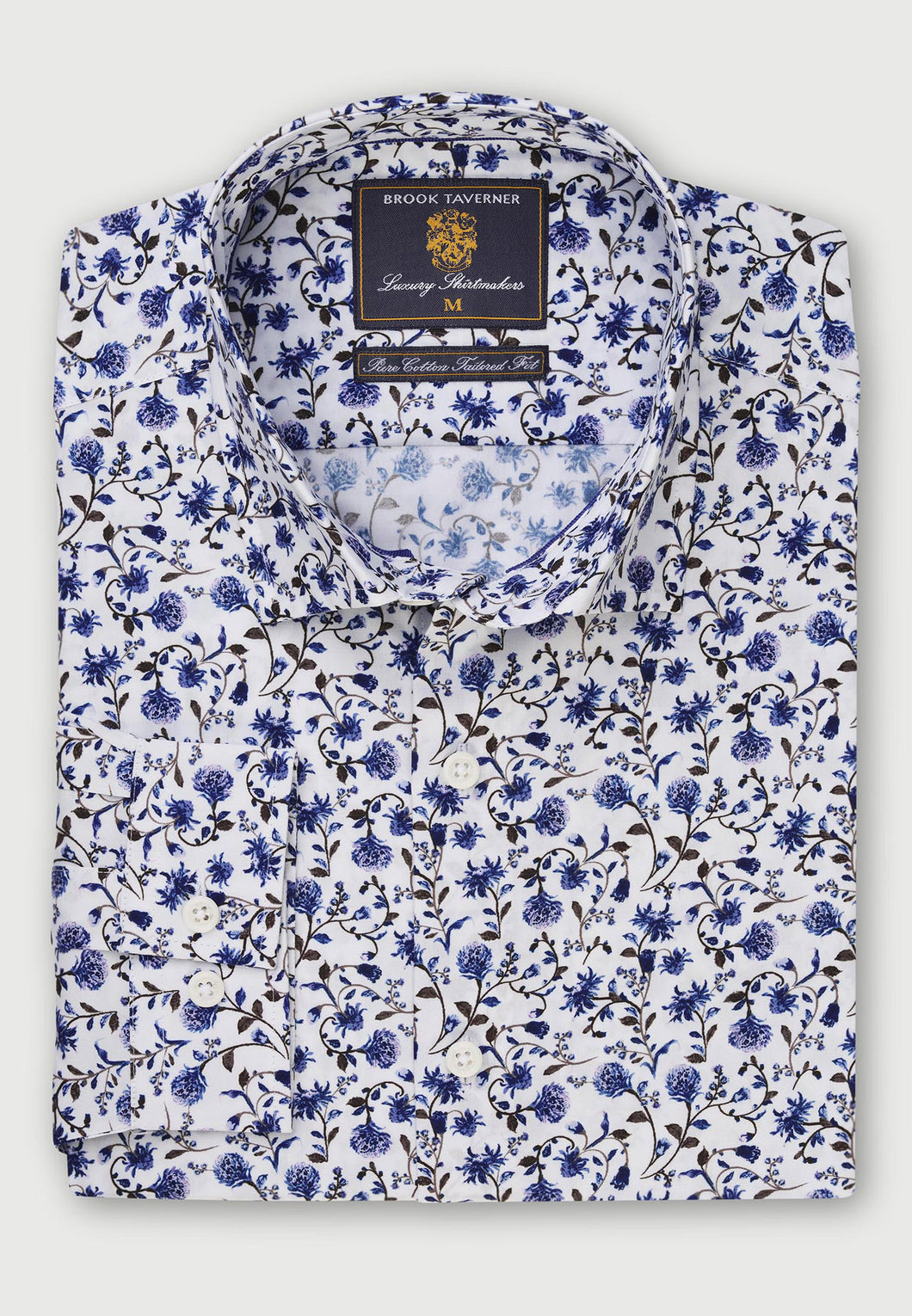BROOK TAVERNER <BR>
Floral Print LS Shirt <BR>
Blue <BR>