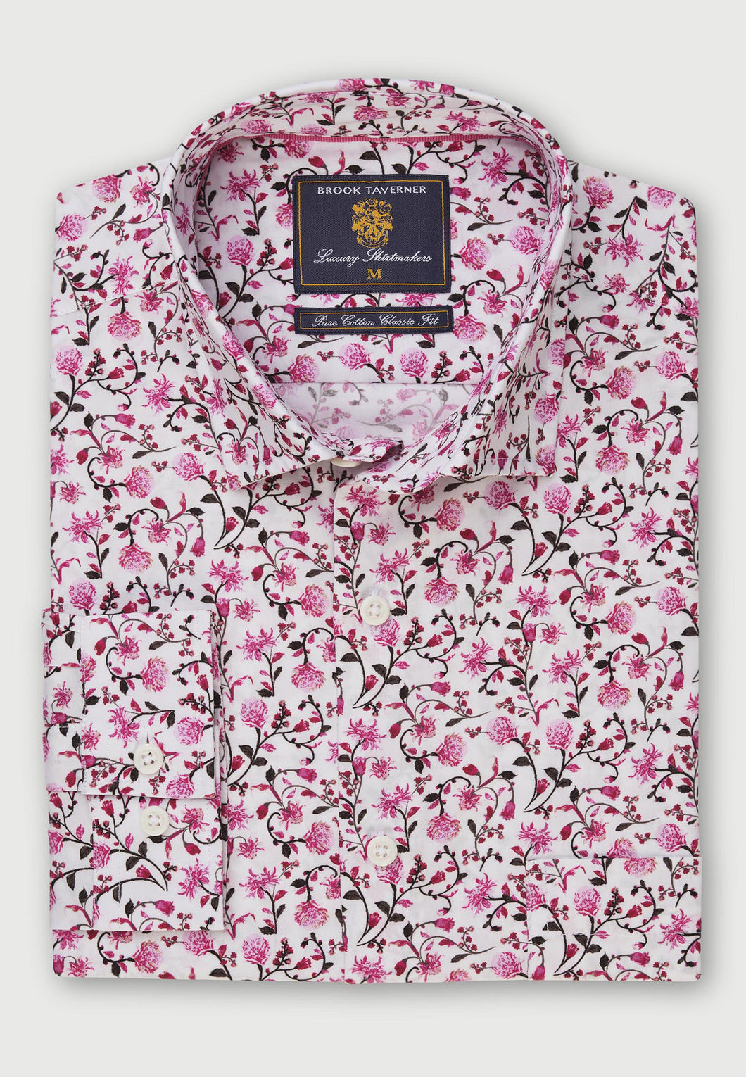 BROOK TAVERNER <BR>
Floral Print LS Shirt <BR>
Raspberry <BR>