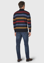 Load image into Gallery viewer, BROOK TAVERNER &lt;BR&gt;
Hendrick Striped Zip Neck sweater &lt;BR&gt;
Multi &lt;BR&gt;
