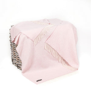JOHN HANLY <BR>
Cashmere Throw <BR>
Baby Pink Herringbone <BR>