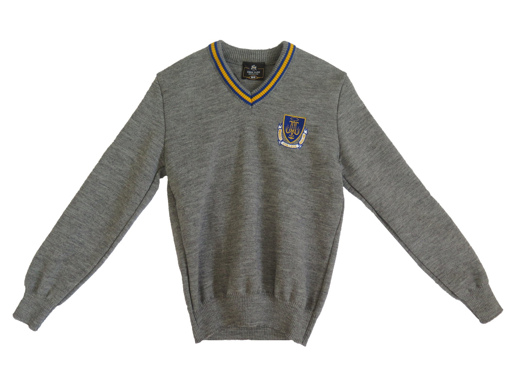 MARIST <BR>
Crested V-Neck Wool Jumper <BR>