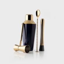 Load image into Gallery viewer, TAYLORS EYE WITNESS &lt;BR&gt;
Four Piece Deco Blue &amp; Gold Cocktail Shaker Set &lt;BR&gt;
