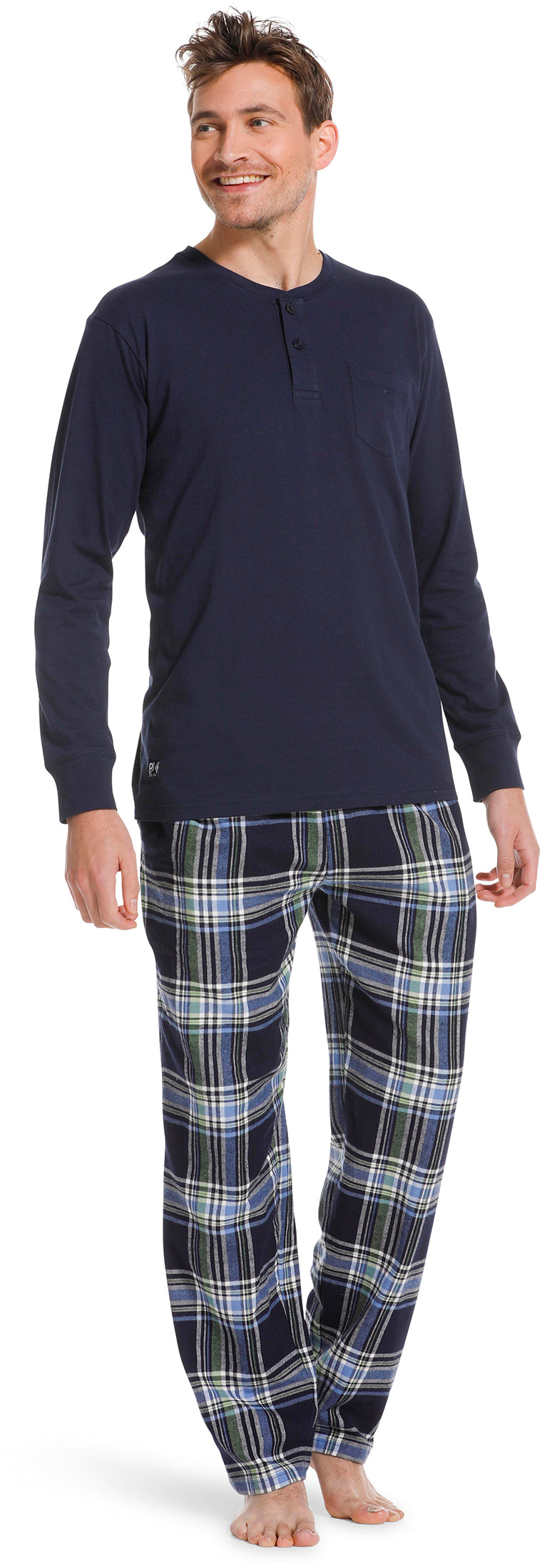 ROBSON <BR>
Mens Pyjamas <BR>
Navy & Blue Check <BR>