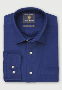 BROOK TAVERNER <BR>
Popover Linen Shirt <BR>
Cobalt <BR>