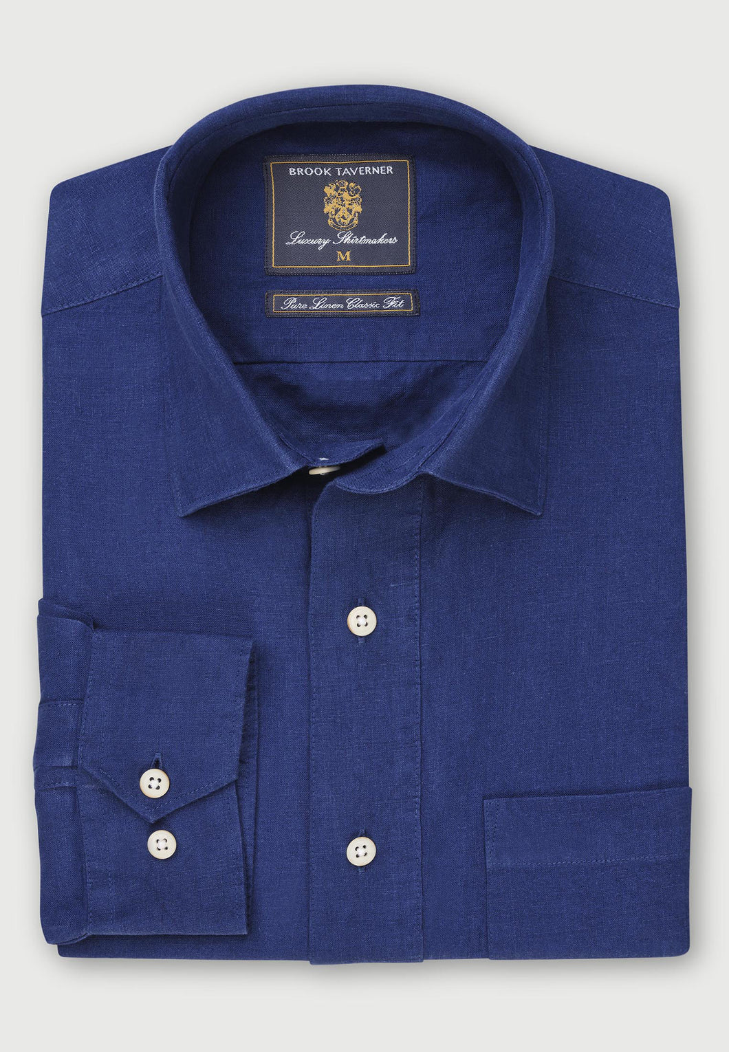 BROOK TAVERNER <BR>
Popover Linen Shirt <BR>
Cobalt <BR>