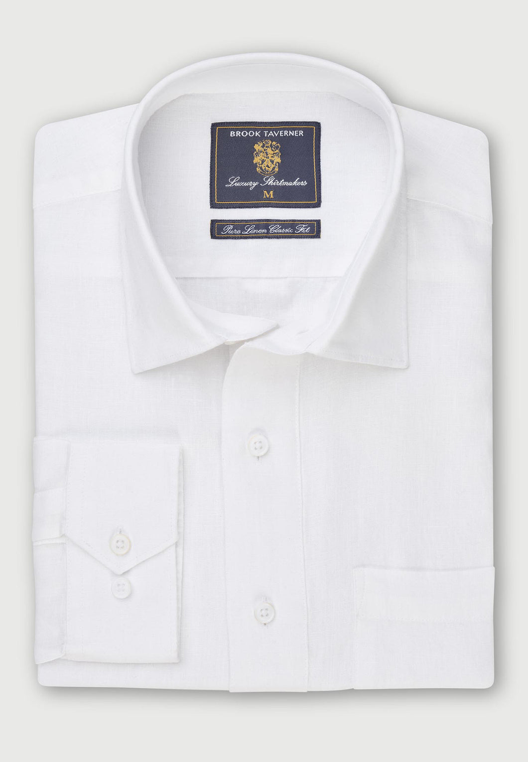 BROOK TAVERNER <BR>
Popover Linen Shirt <BR>
White <BR>