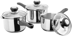JUDGE <BR>
3 piece Stainless steel saucepan set <BR>
14/16/18cm <BR>