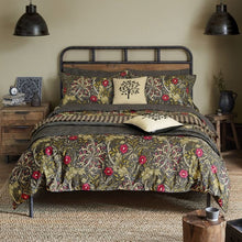 Load image into Gallery viewer, WILLIAM MORRIS &lt;BR&gt;
Seaweed Duvet Cover &amp; Oxford Pillowcases &lt;BR&gt;
Black &lt;BR&gt;
