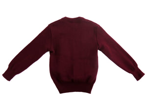 ST. PAULS NS <BR>
Acrylic V Neck Jumper <BR>
Crested Wine <BR>