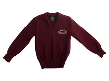 Load image into Gallery viewer, ST. PAULS NS &lt;BR&gt;
Acrylic V Neck Jumper &lt;BR&gt;
Crested Wine &lt;BR&gt;
