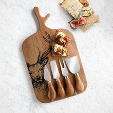 Load image into Gallery viewer, TAYLORS EYE WITNESS &lt;BR&gt;
Stag Acacia Cheese Board &amp; Four Piece Cheese Knife Set &lt;BR&gt;
